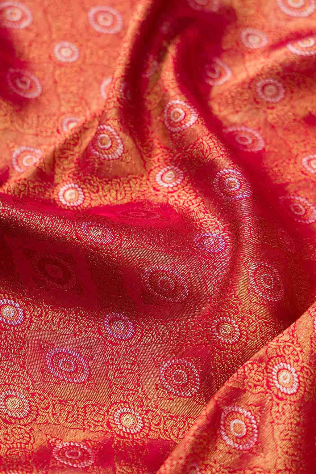 Pure Silk Pure Zari Red Dual Tone Kanjivaram Saree