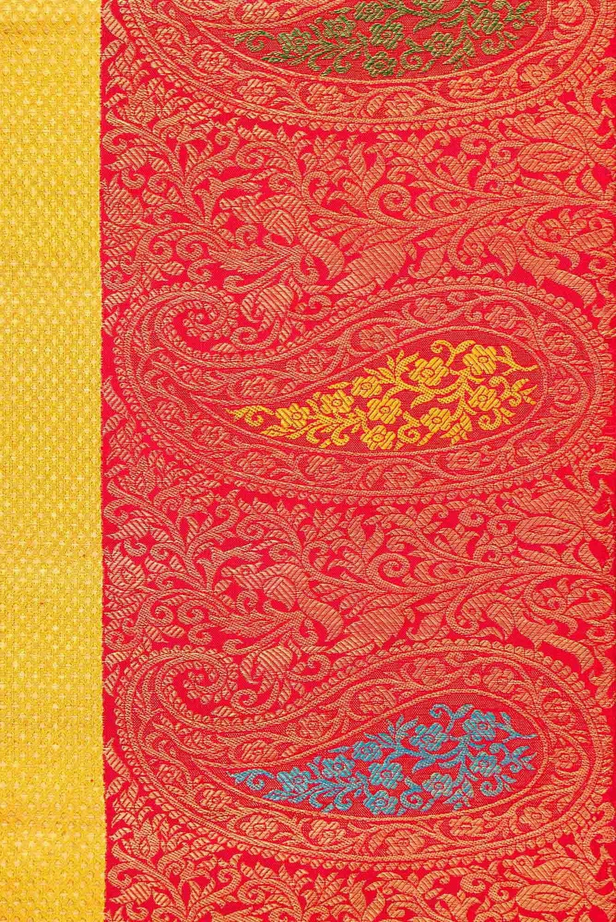 Pure Silk Pure Zari Gold Dual Tone Kanjivaram Saree