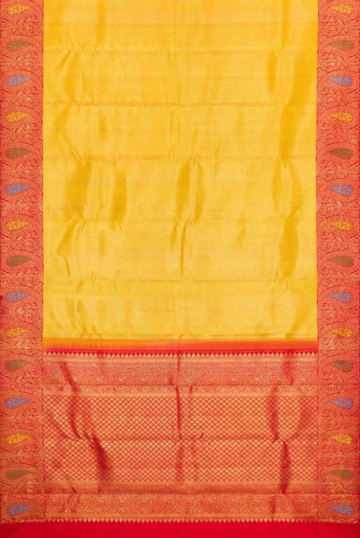 Pure Silk Pure Zari Gold Dual Tone Kanjivaram Saree