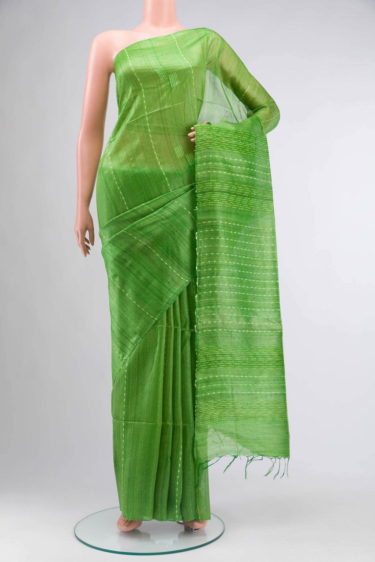 Green Tussar Silk Saree