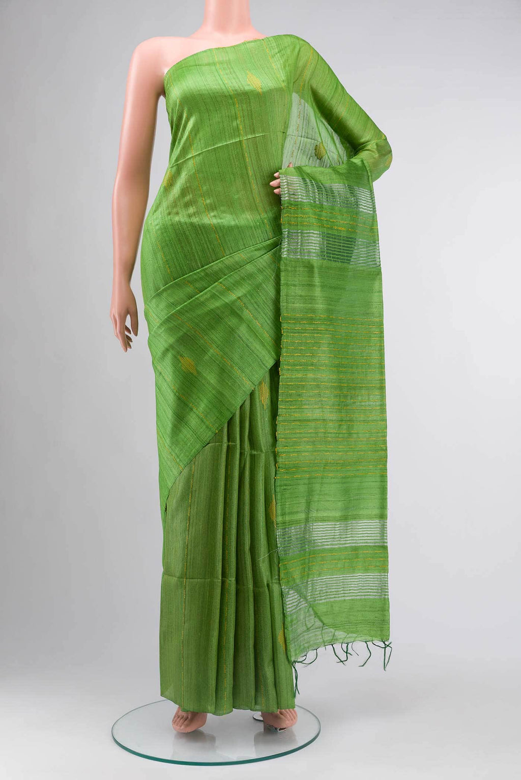 Green Tussar Silk Saree