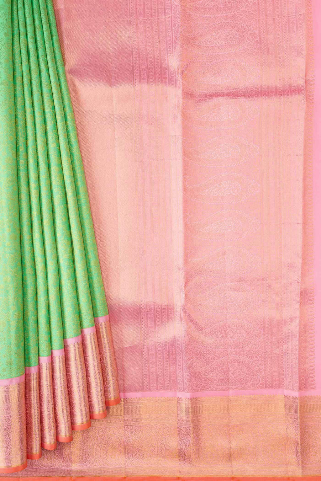Parrot Green Kanjivaram Silk Saree