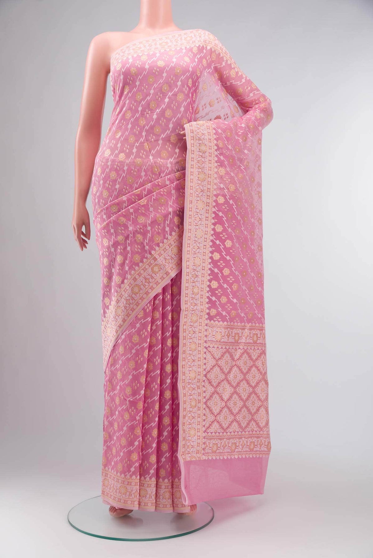 Pink Banarasi Silk Cotton Saree