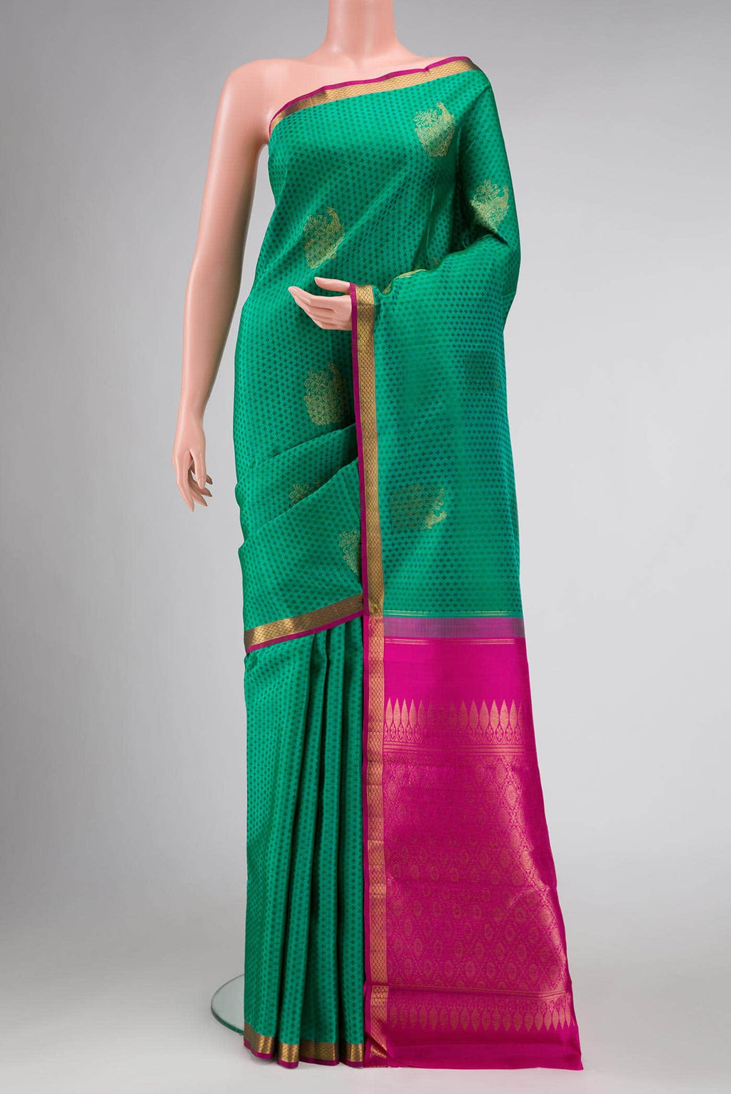 Pure Silk Pure Zari Sea Green Dual Tone Kanjivaram Saree