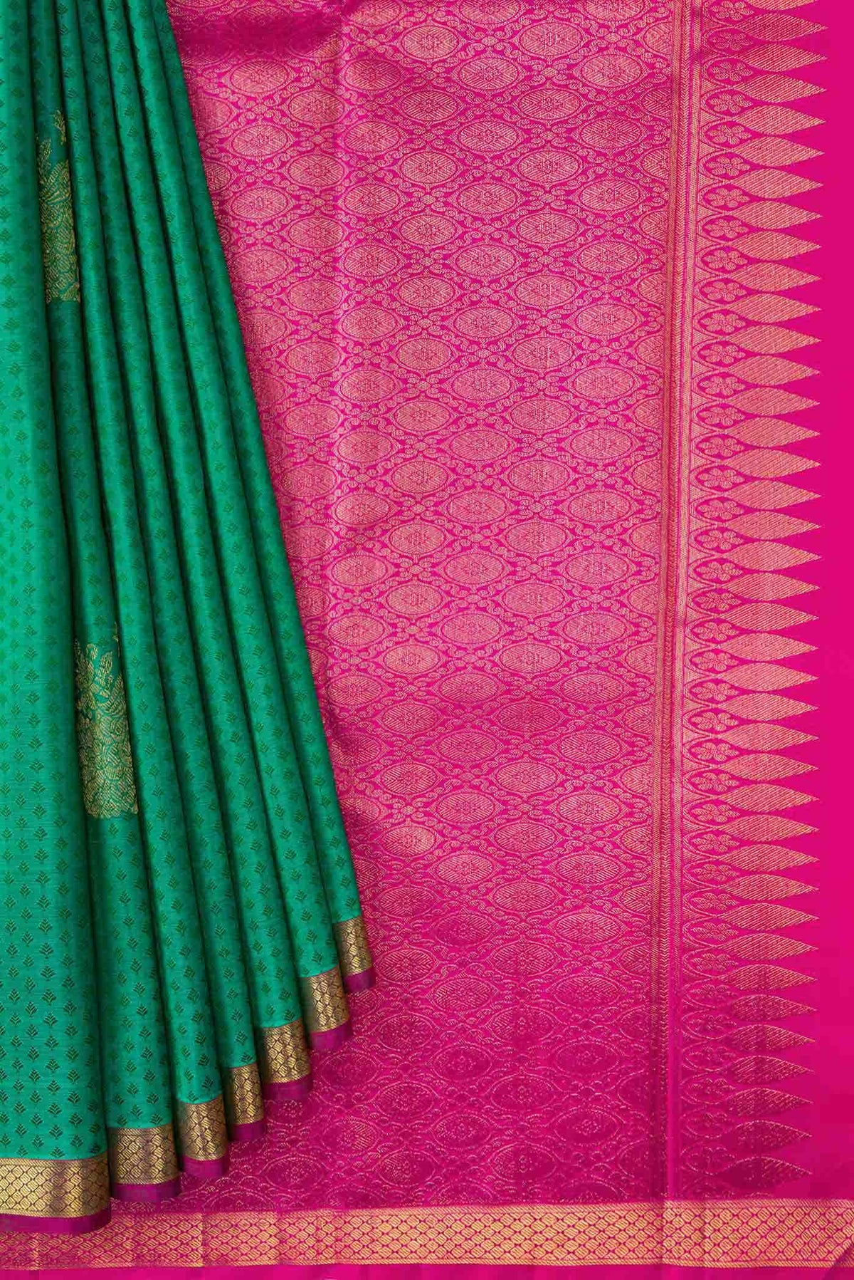 Pure Silk Pure Zari Sea Green Dual Tone Kanjivaram Saree