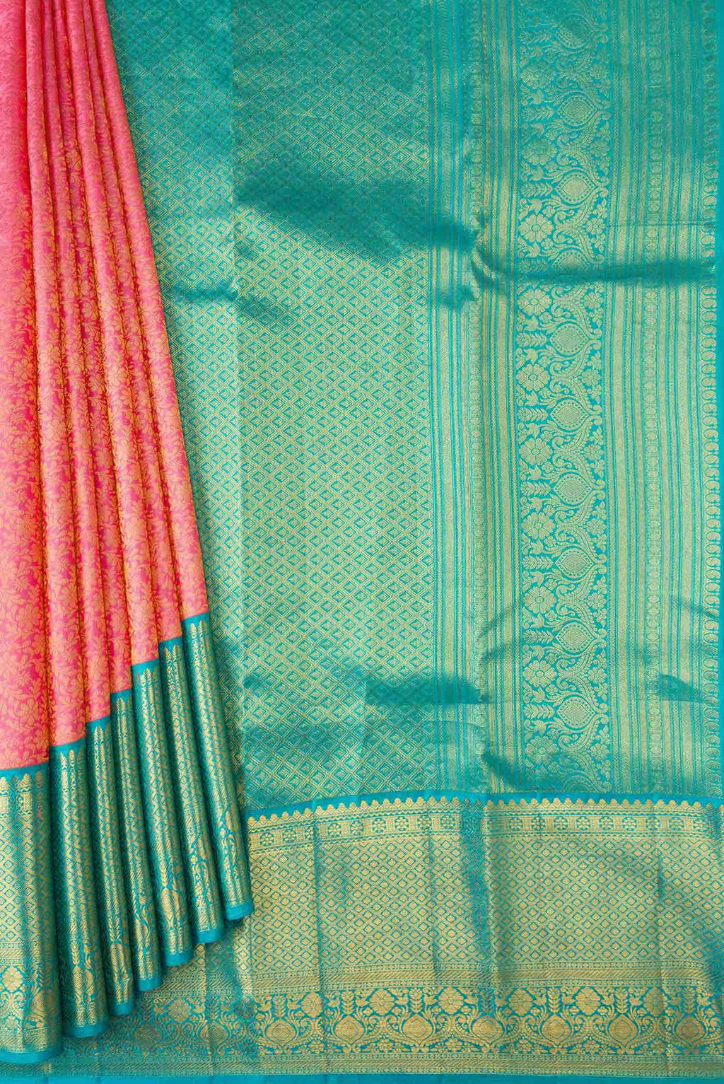 Pink Dual Tone Kanchipuram Silk Saree