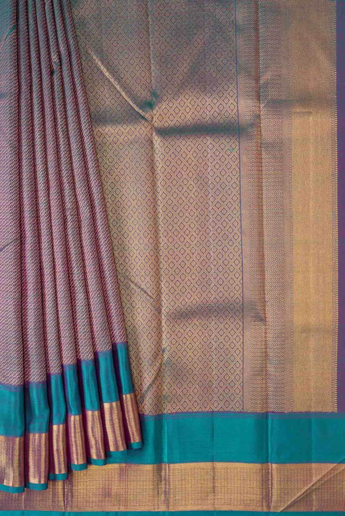 Blue with pink Color Kanjivaram Silk Saree