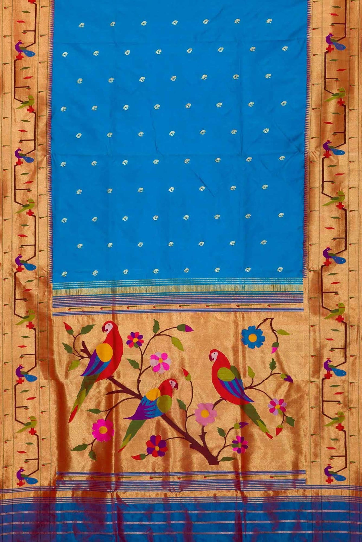 Sky Blue Dual Tone Paithani Silk Saree