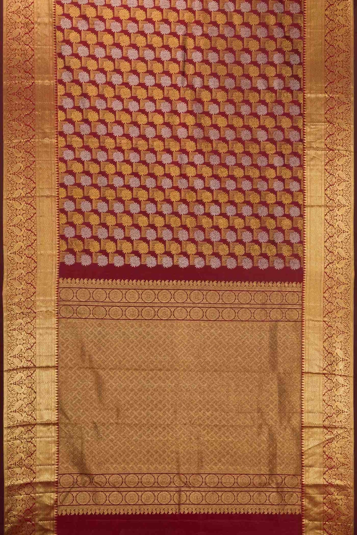 Maroon Dual Tone Kanjivaram Silk Saree