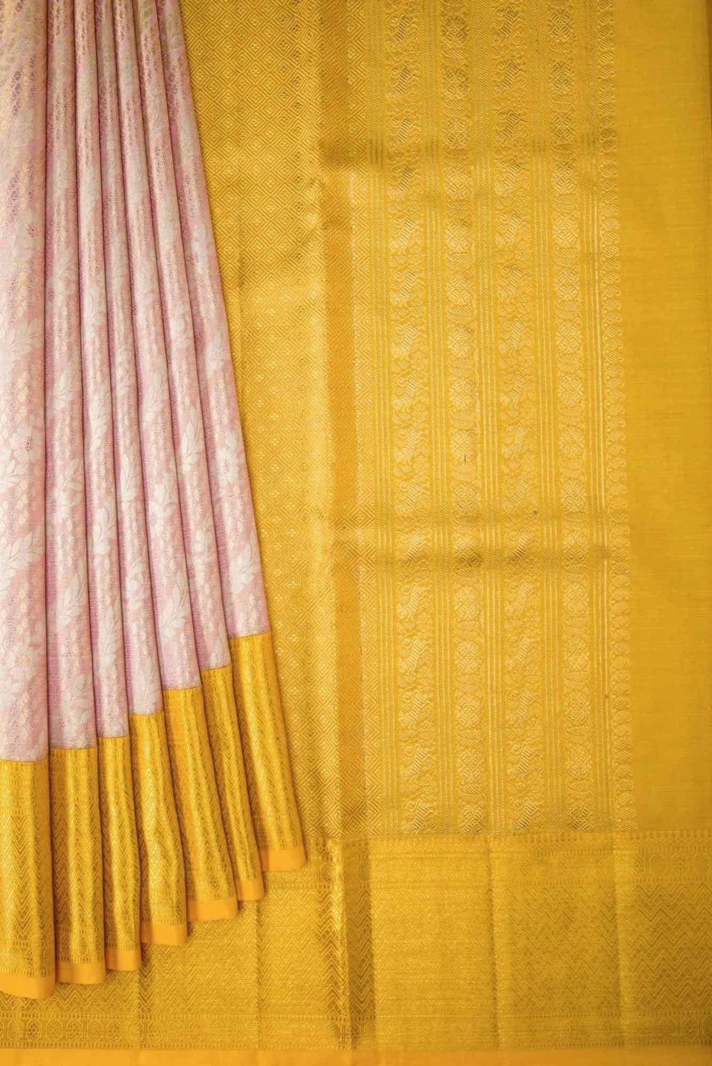 Rose Gold Dual Tone Kanjivaram Tissue Silk Saree