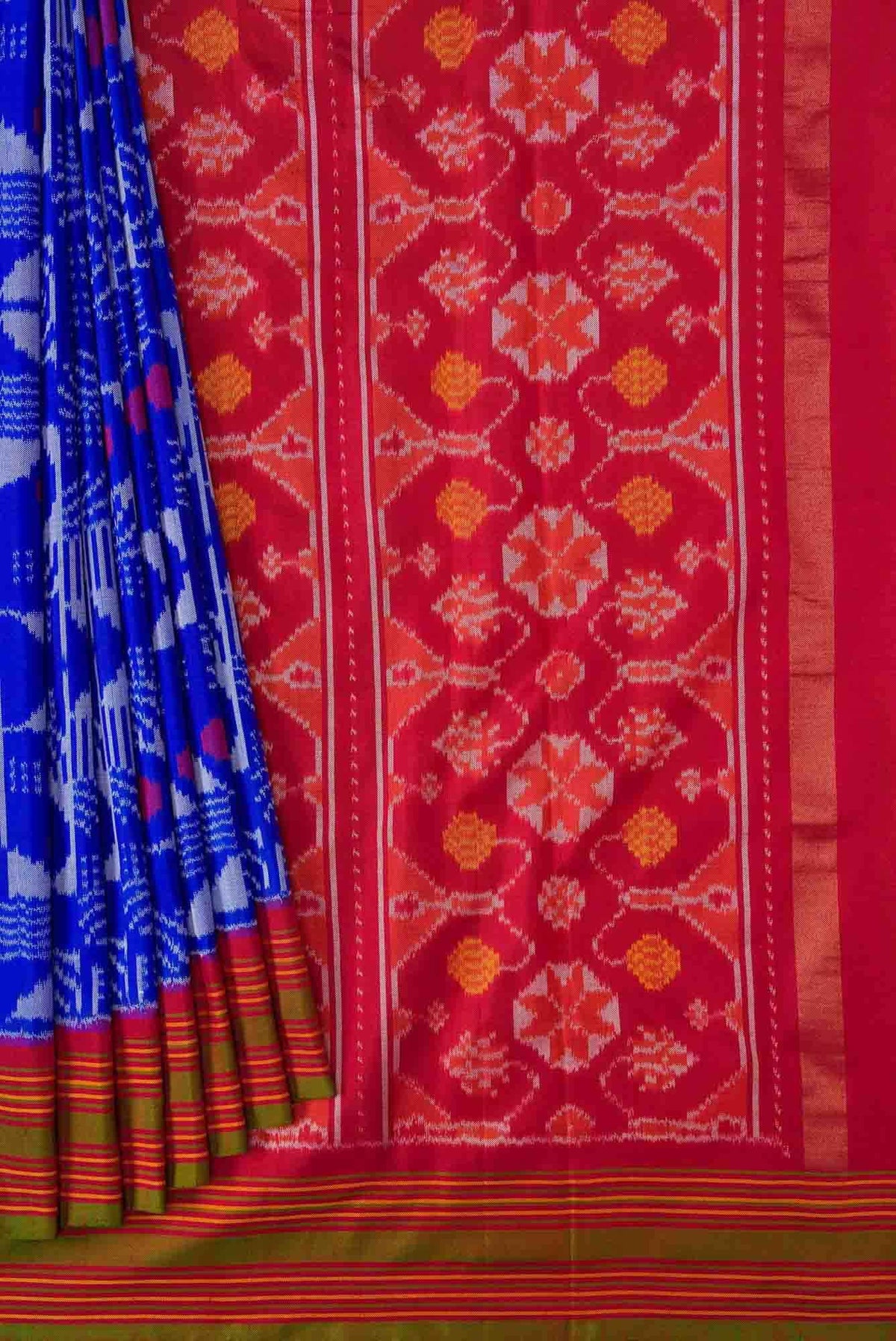 Royal Blue Dual Tone Double Ikat Saree