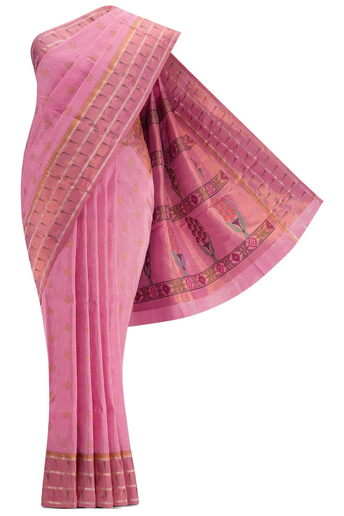 Pink Dual Tone Linen Saree