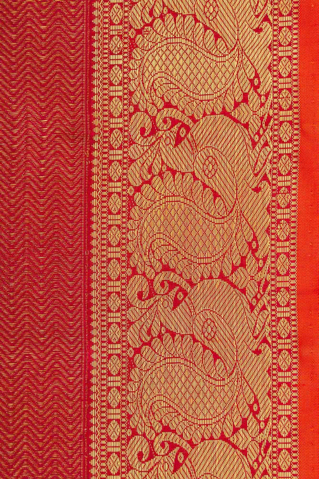 Pure Silk Pure Zari Maroon Dual Tone Kanjivaram Saree