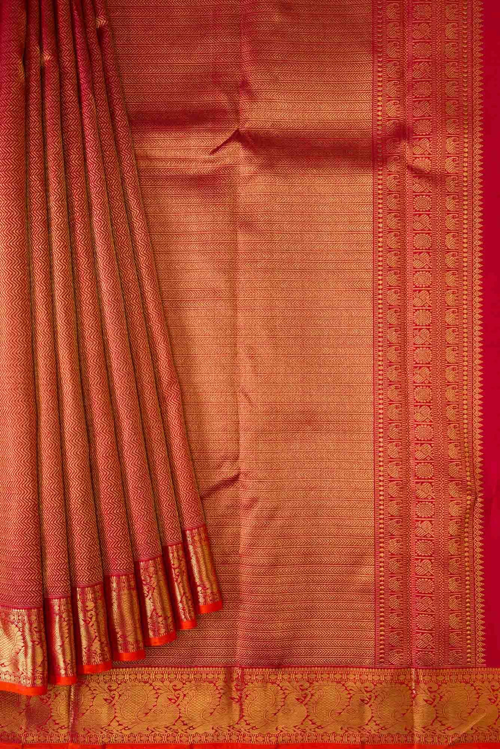 Pure Silk Pure Zari Maroon Dual Tone Kanjivaram Saree