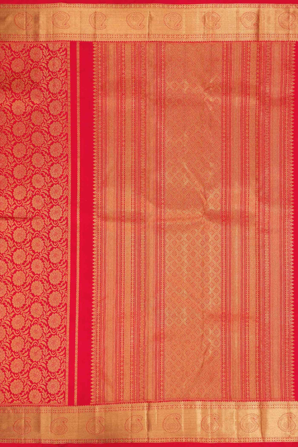 Pure Silk Pure Zari Red Dual Tone Kanjivaram Saree
