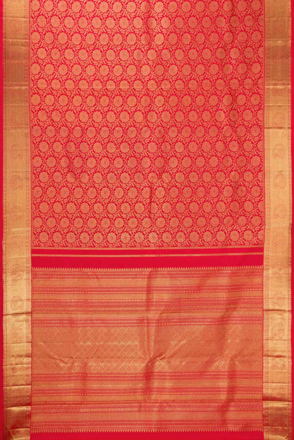 Pure Silk Pure Zari Red Dual Tone Kanjivaram Saree