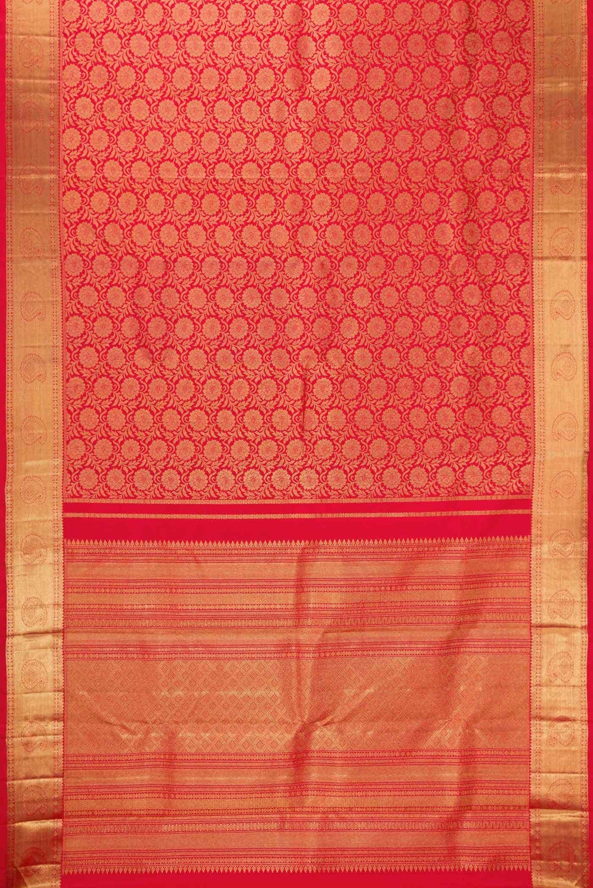 Pure Silk Pure Zari Red Dual Tone Kanjivaram Saree