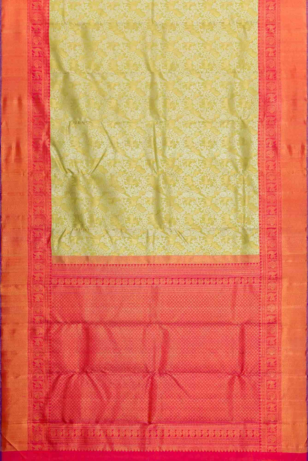 Pure Silk Pure Zari Pista Green Dual Tone Kanjivaram Saree