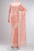 Peach Tussar Silk Saree