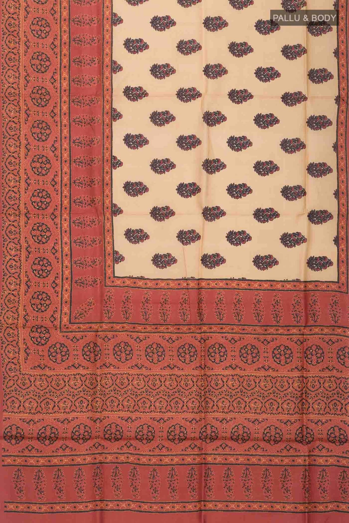 Beige Tussar Silk Saree
