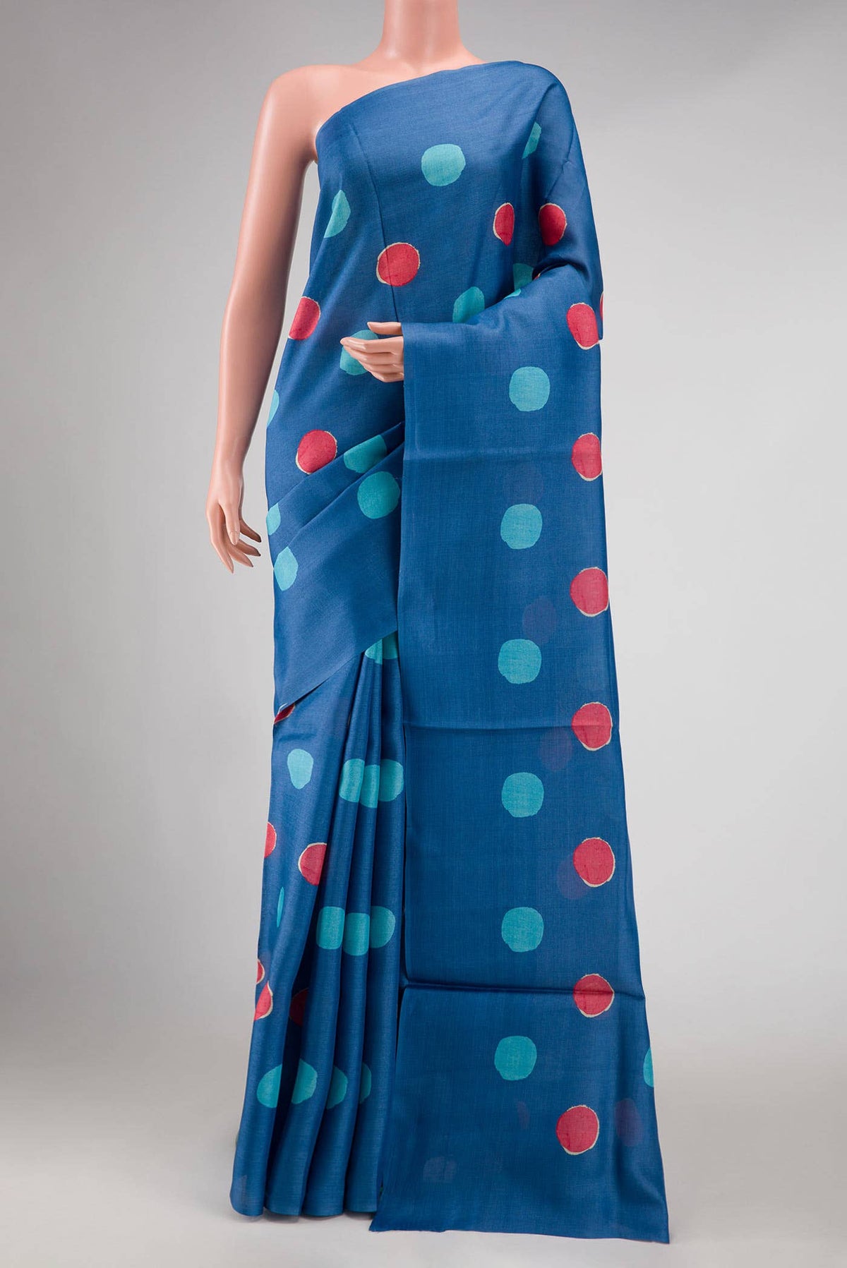 Blue Tussar Silk Saree