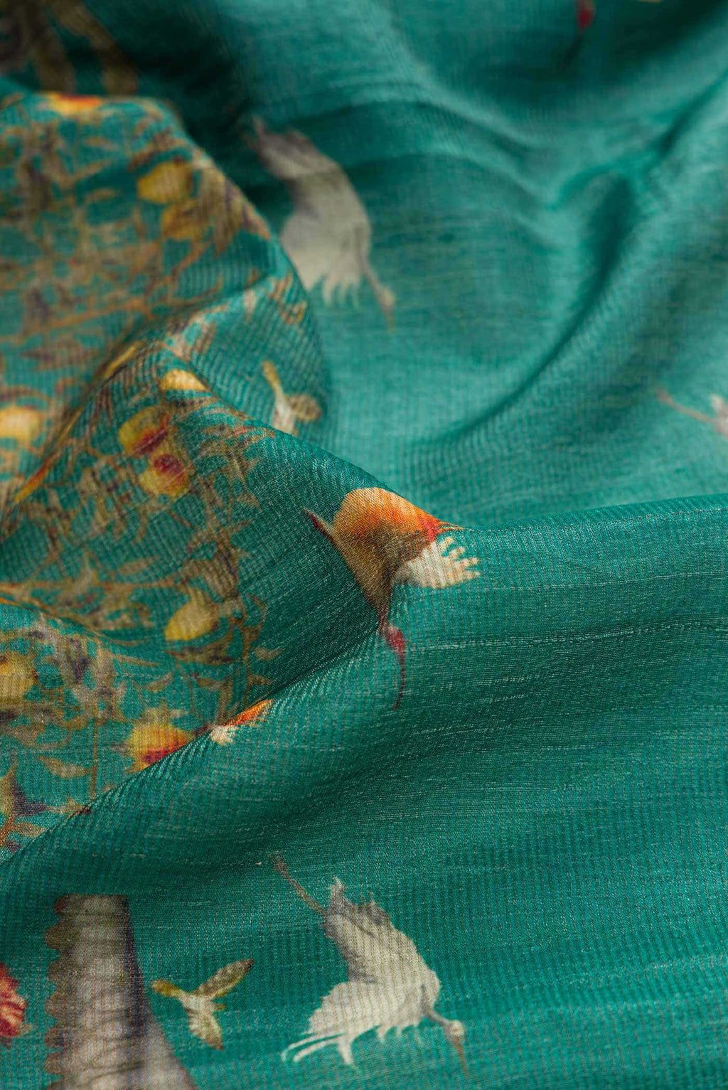 Teal Tussar Silk Saree