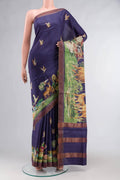 Blue Tussar Silk Saree