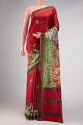 Red Tussar Silk Saree