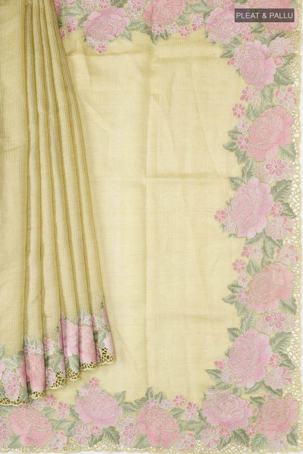 Yellow Bhagalpuri Tussar Silk Saree