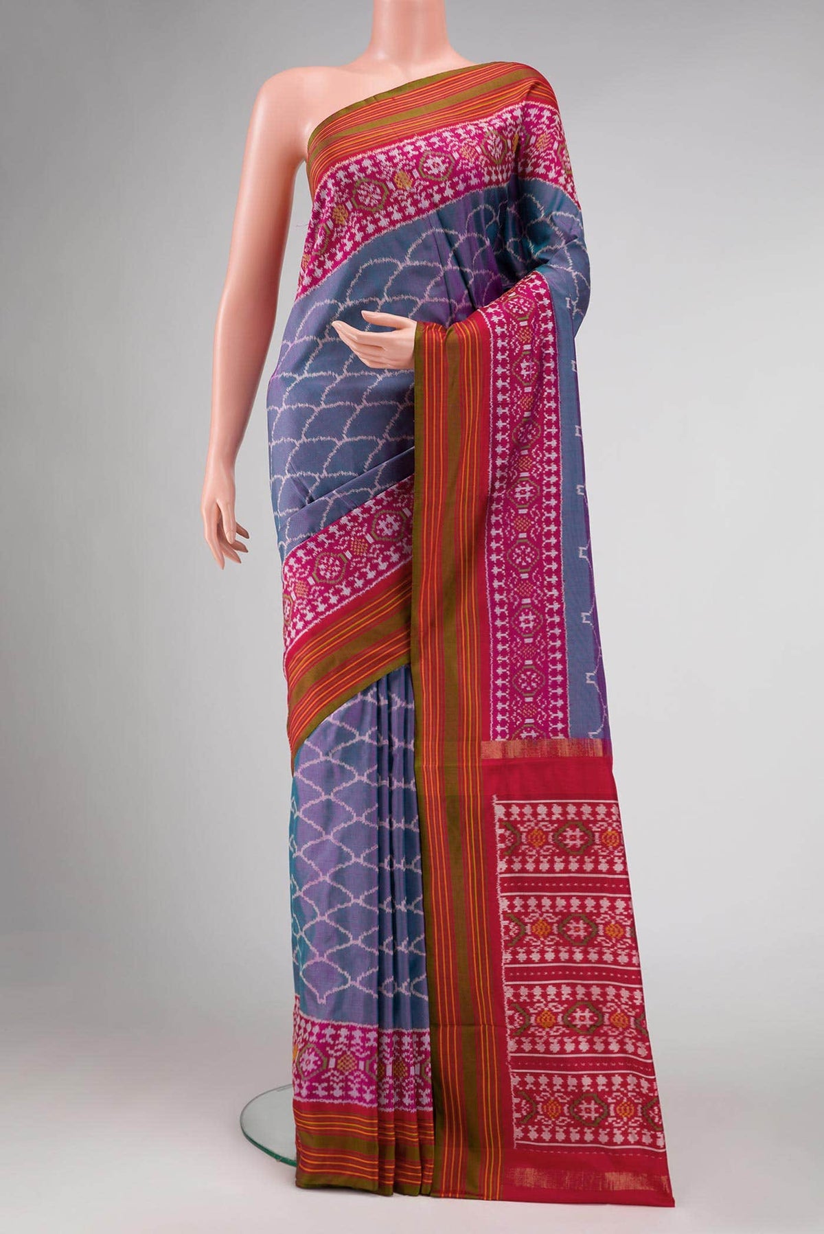 Purple Dual Tone Double Ikat Saree