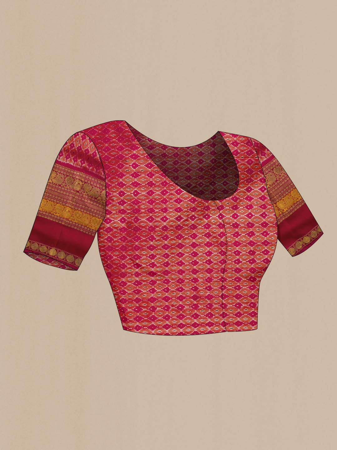 Peach Double Ikat Saree