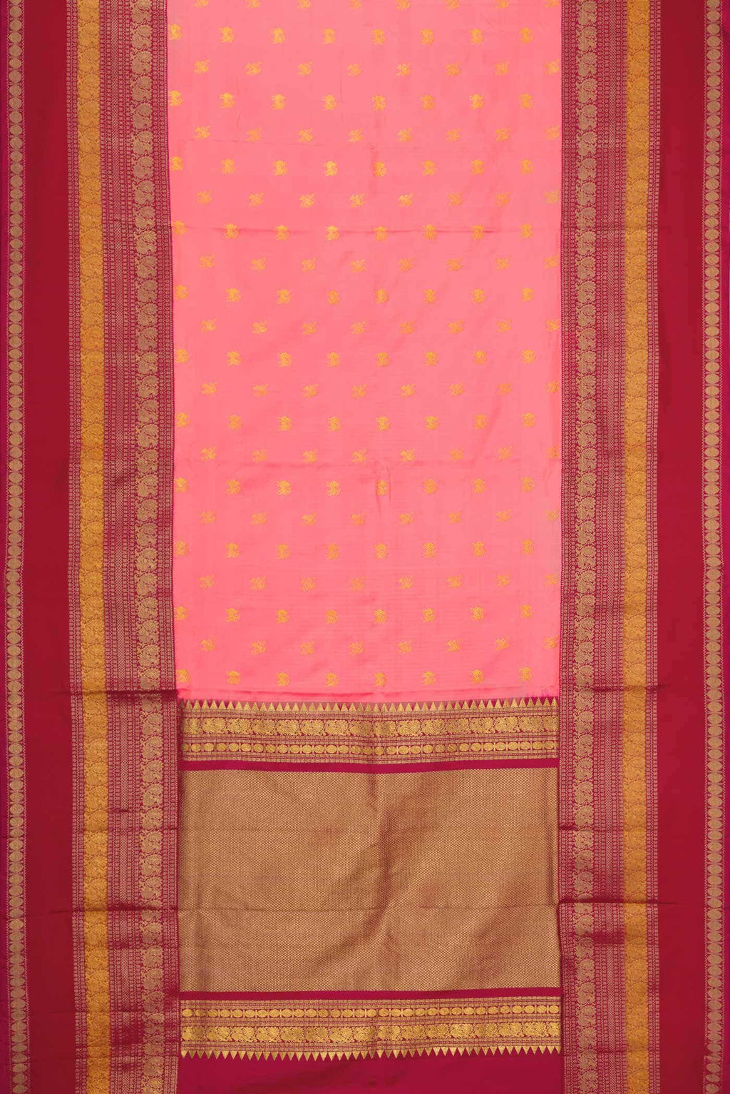 Peach Double Ikat Saree
