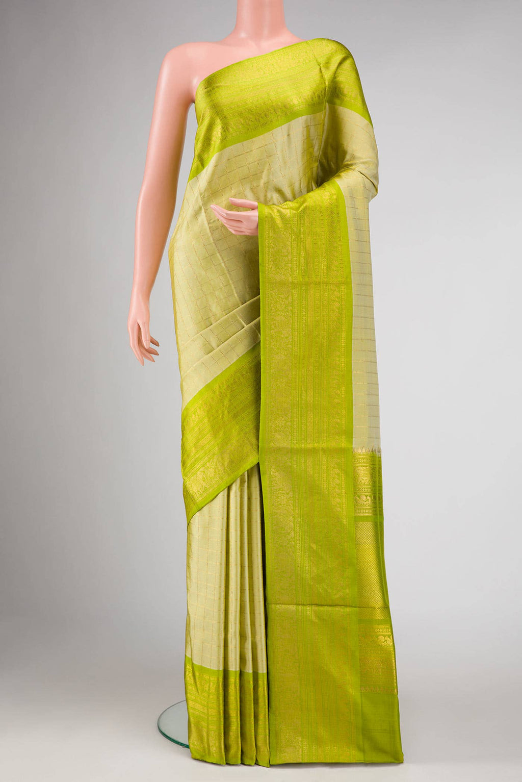 Pista Green Dual Tone Double Ikat Saree