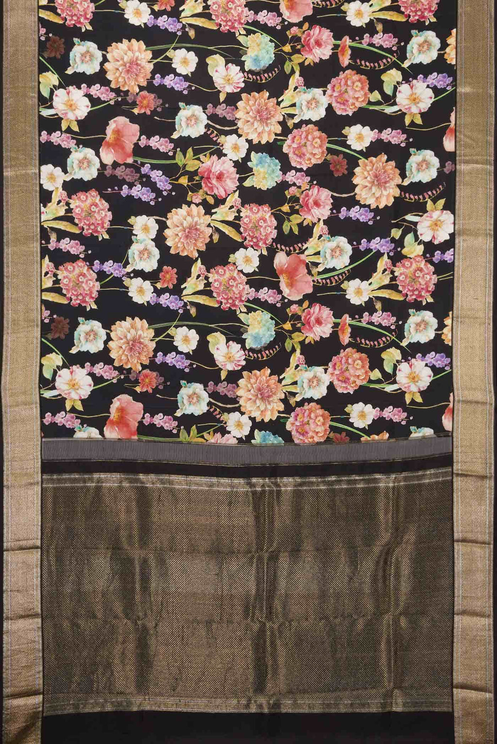 Pure Silk Pure Zari Black Kanchipuram Saree