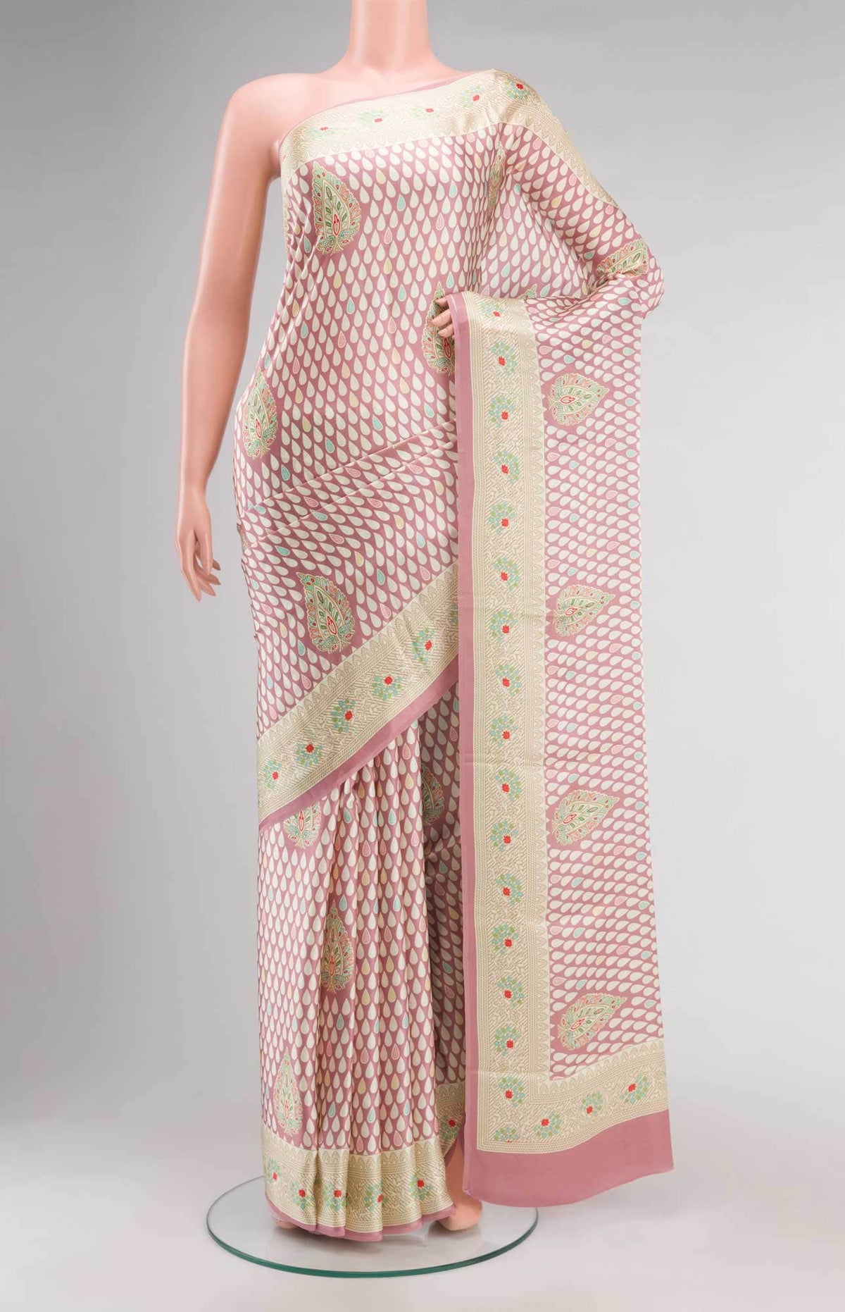 Mauve Satin Crepe Saree