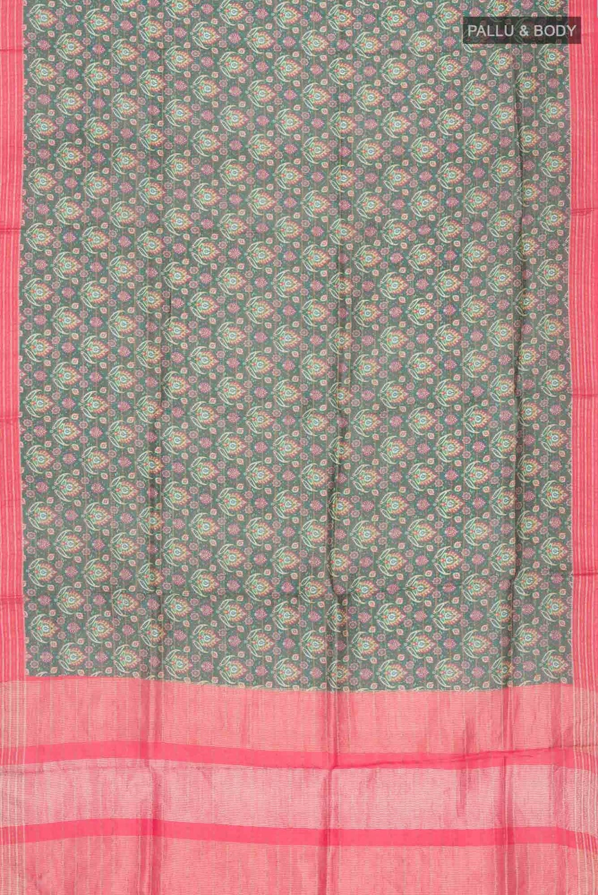 Davys Grey Tussar Silk Saree