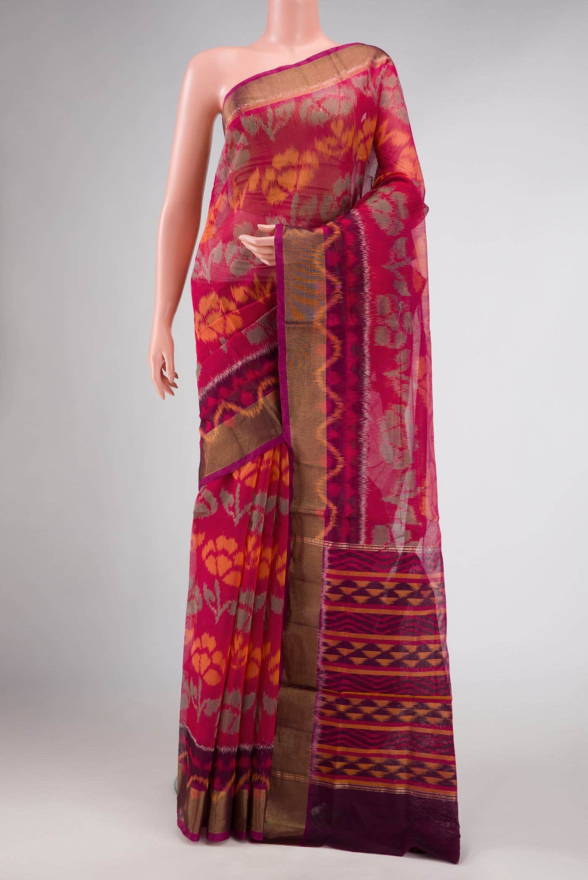 Maroon Silk Cotton Saree