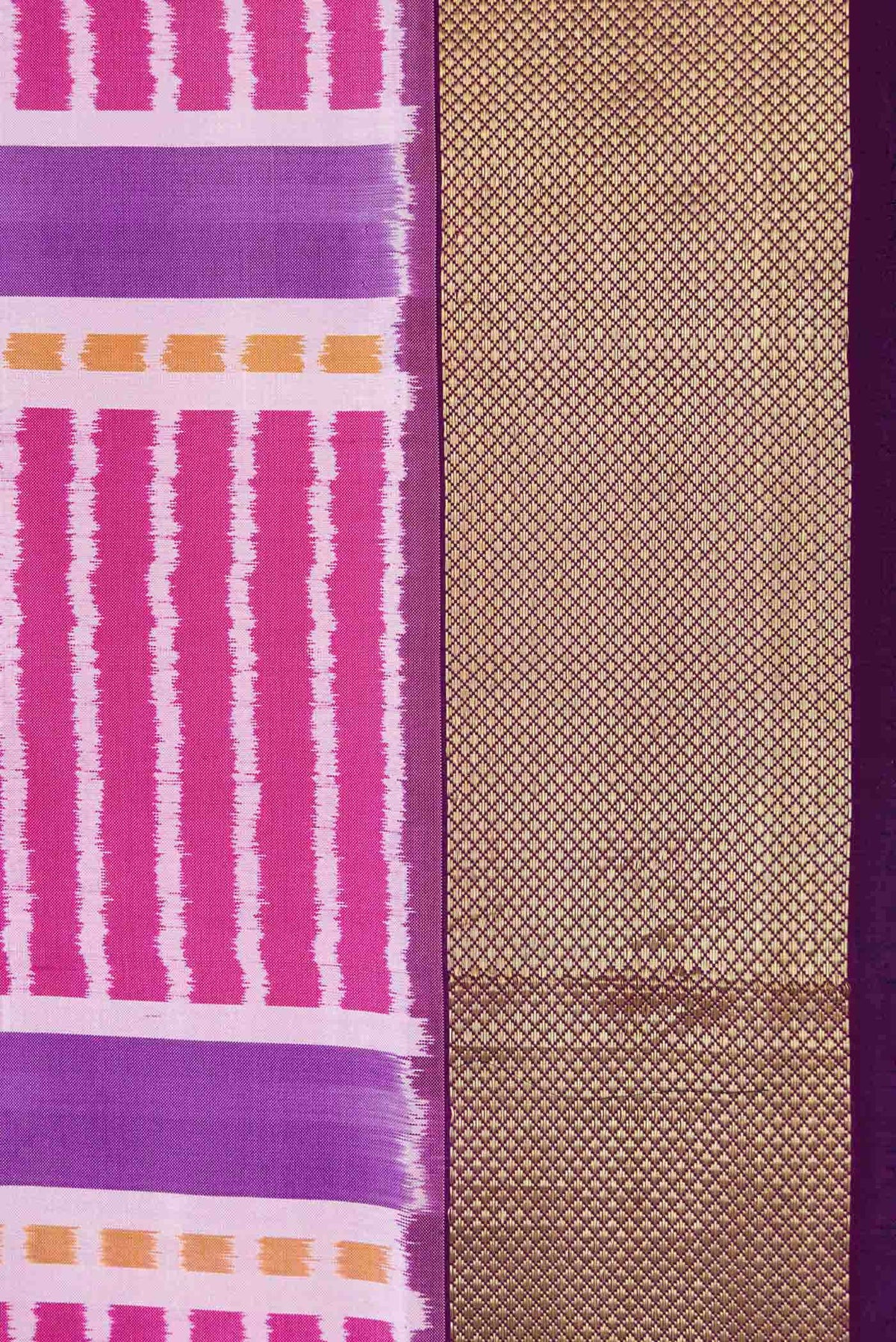 Pink and Lavender Dual Tone Double Ikat Saree