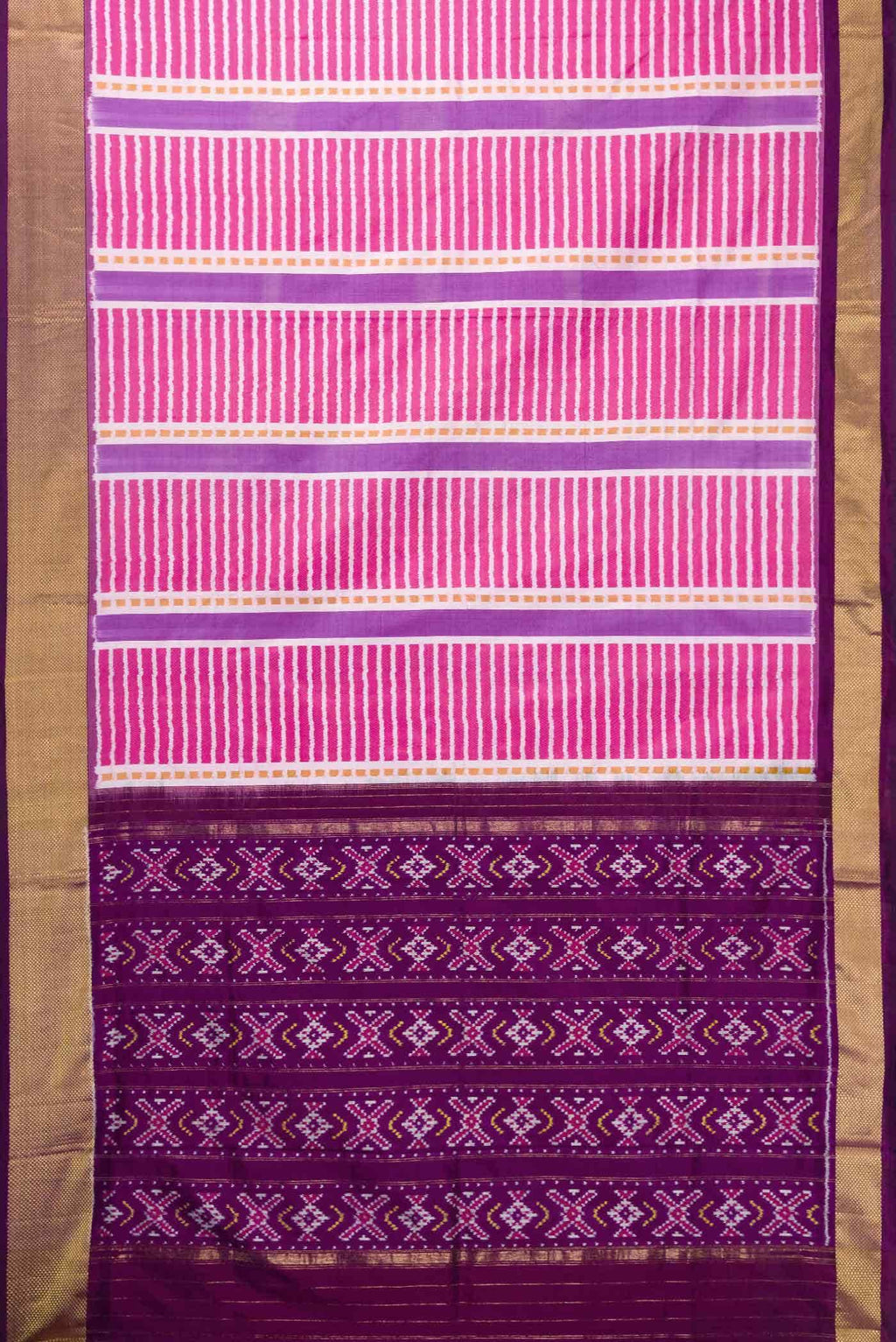 Pink and Lavender Dual Tone Double Ikat Saree