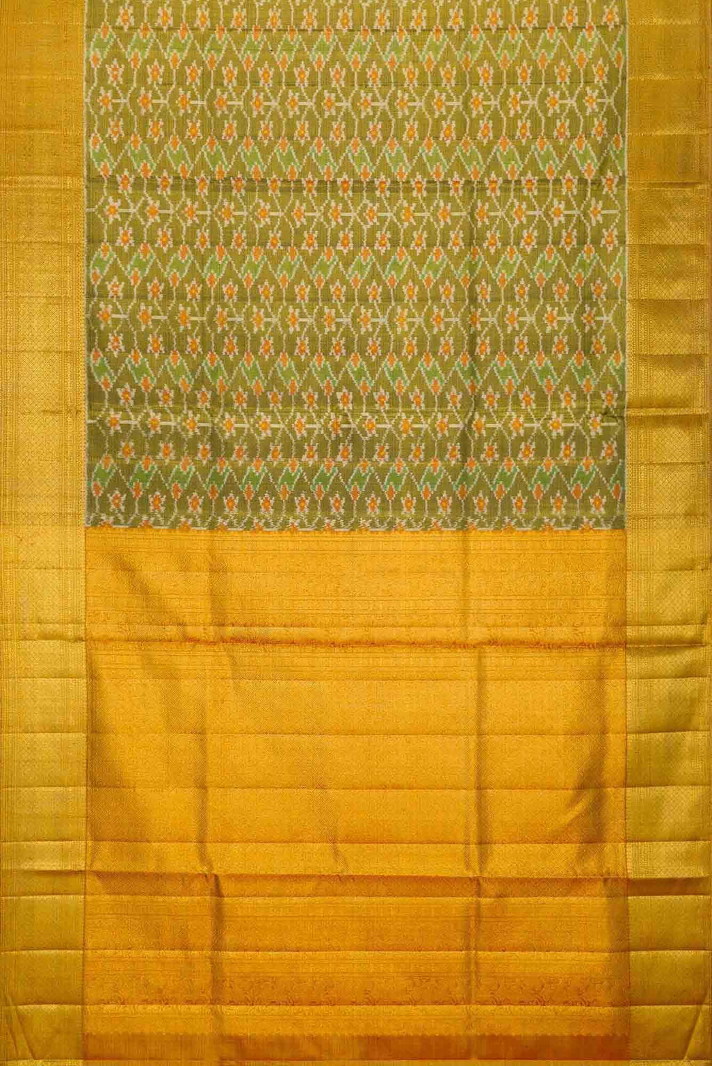 Mehandi Green and Red Dual Tone Kanjivaram Tissue Silk Saree