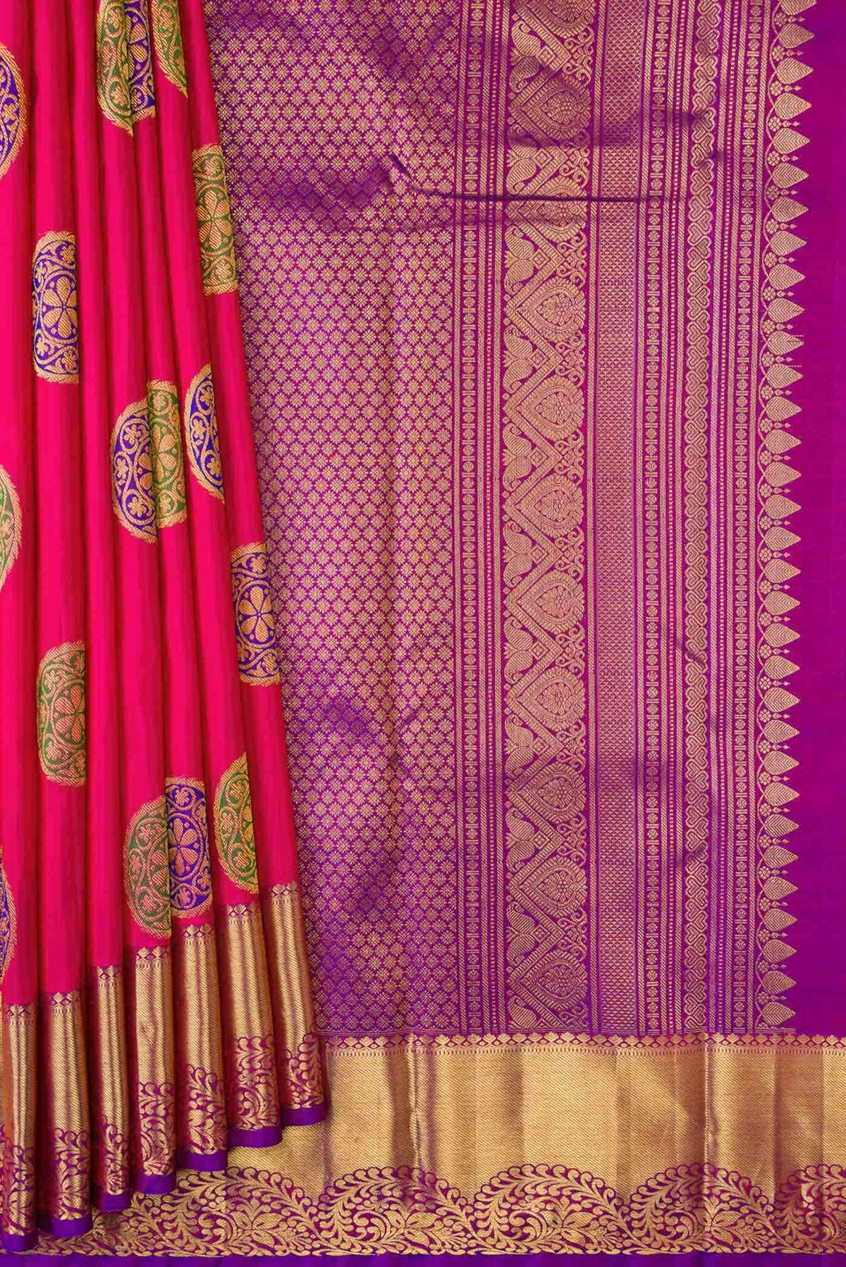 Pink Dual Tone Kanchipuram Silk Saree