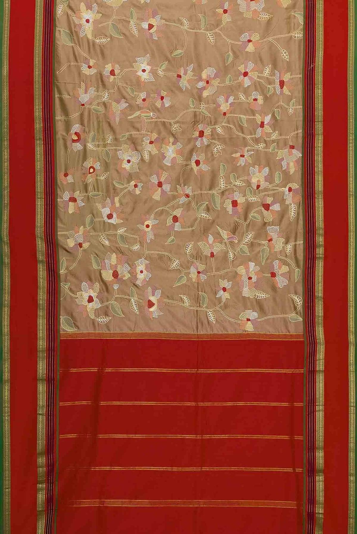Beige Bangalore Silk Saree