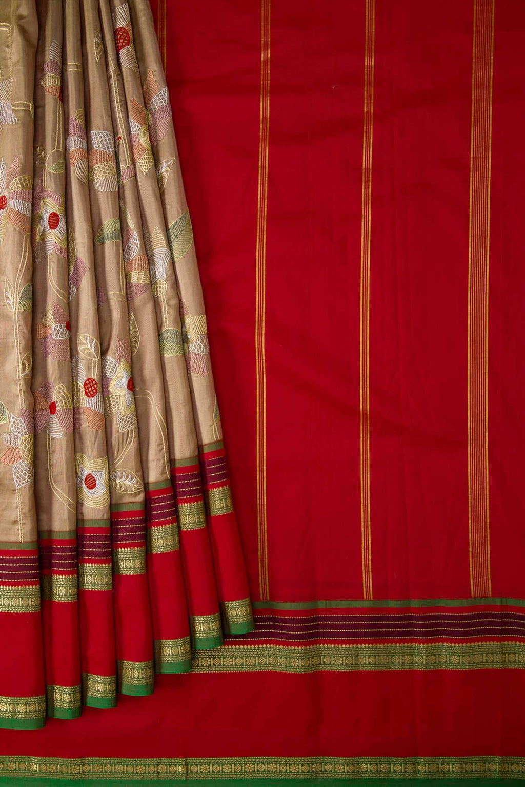Beige Bangalore Silk Saree