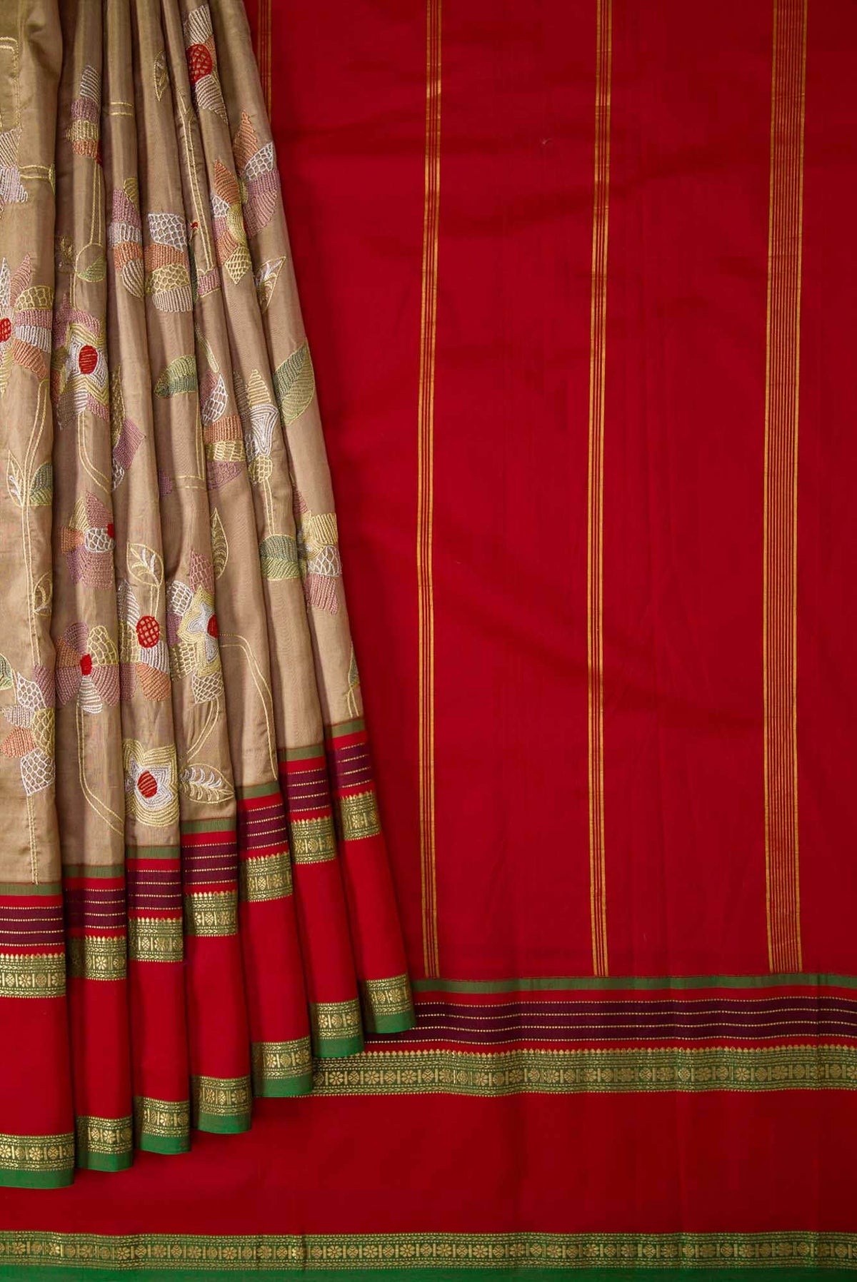 Beige Bangalore Silk Saree