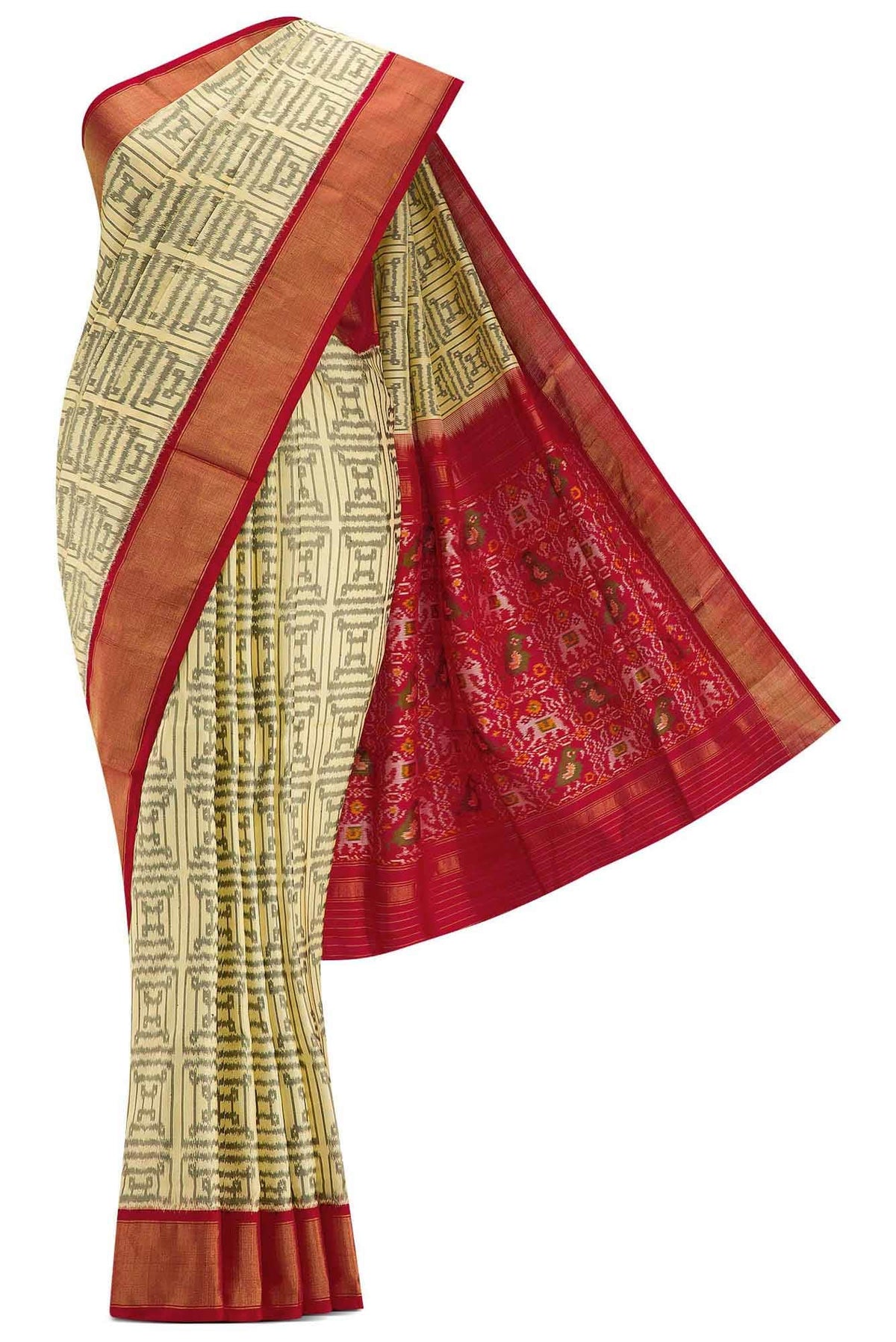 Sandal Dual Tone Double Ikat Saree