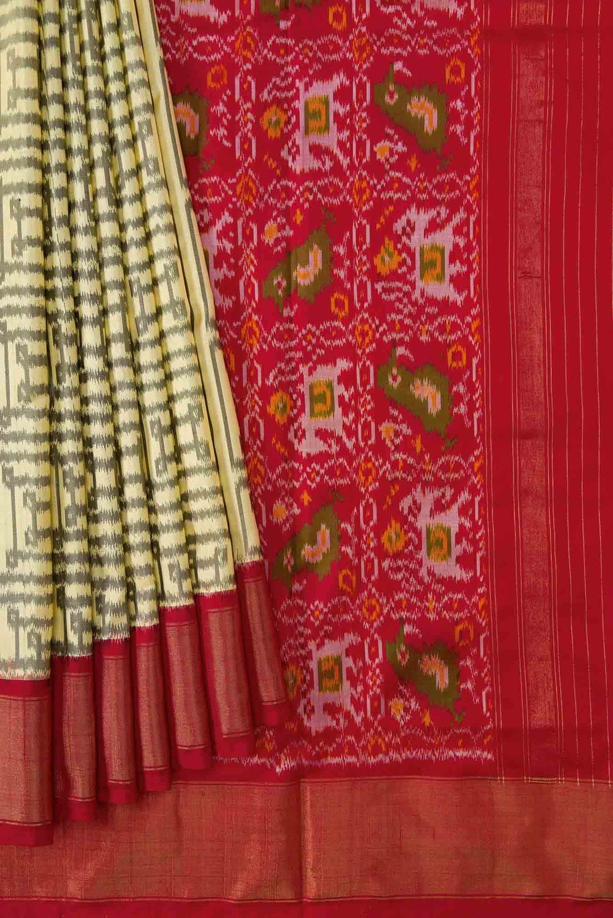 Sandal Dual Tone Double Ikat Saree