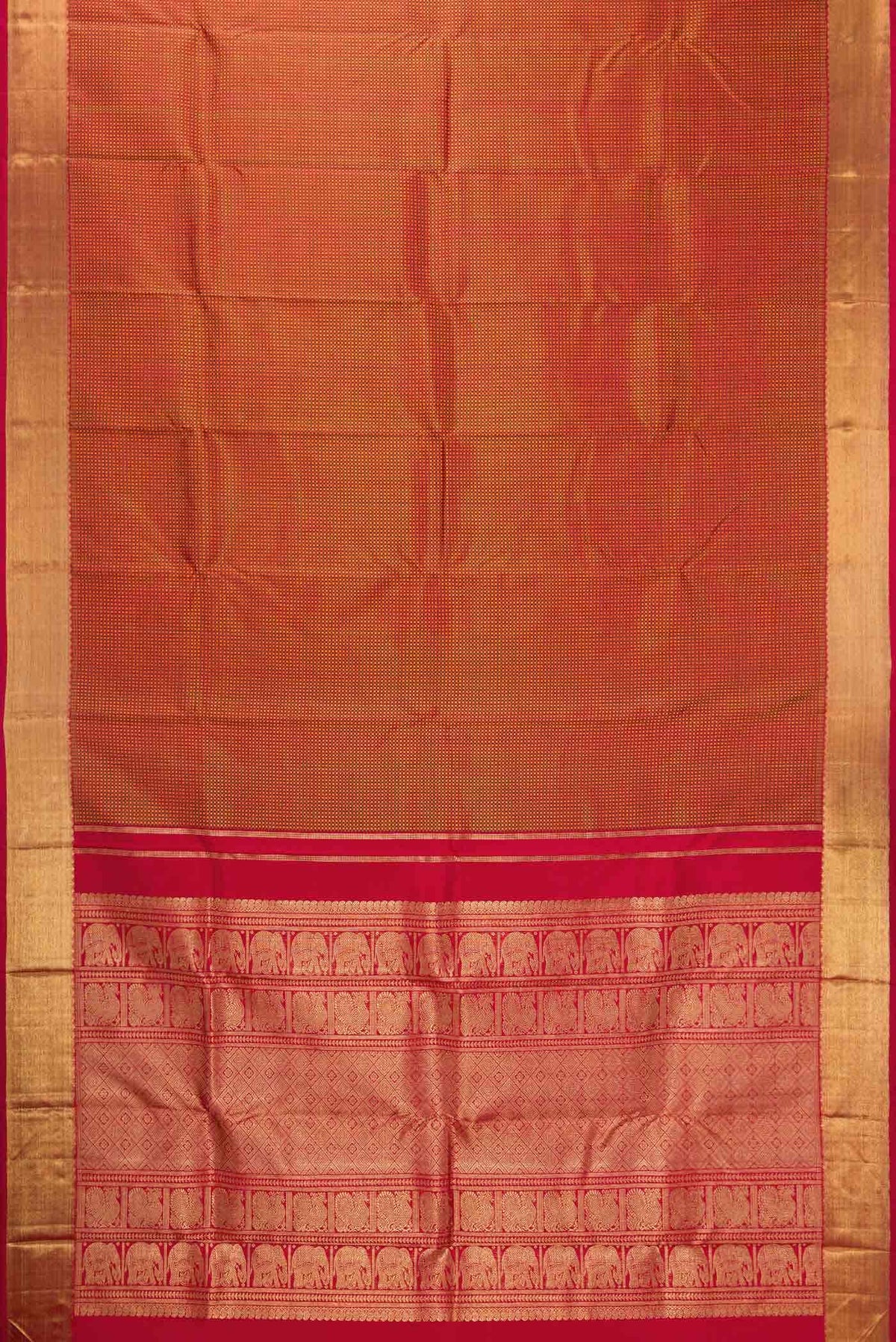 Pure Silk Pure Zari Maroon Dual Tone Kanchipuram Saree