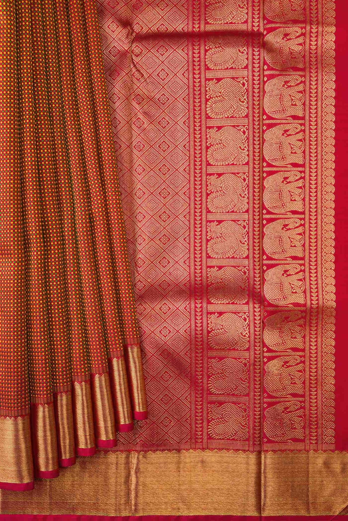 Pure Silk Pure Zari Maroon Dual Tone Kanchipuram Saree