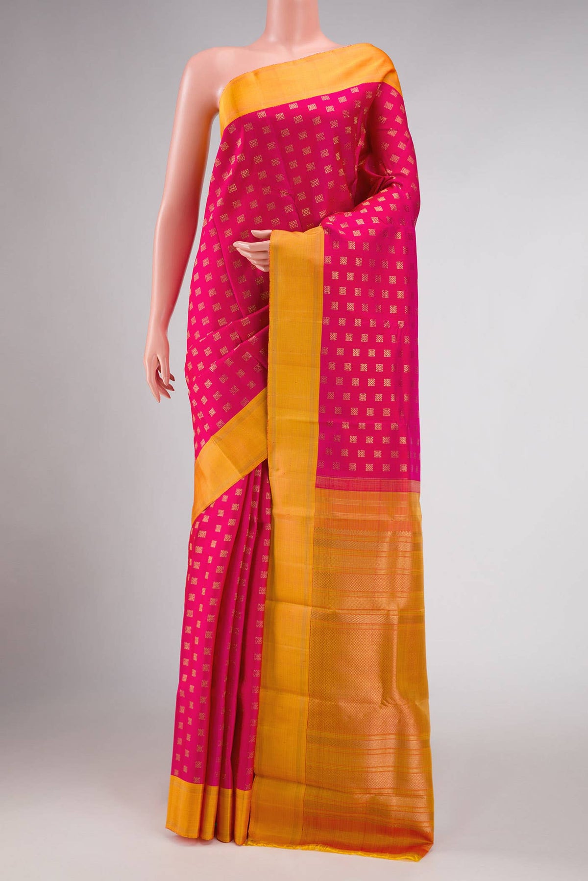Pure Silk Pure Zari Pink Dual Tone Kanchipuram Saree