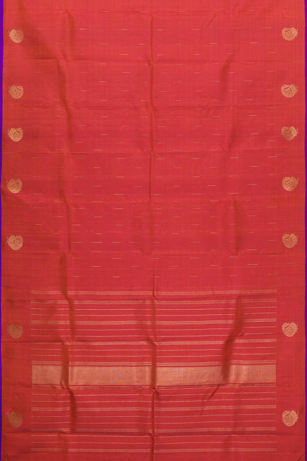 Pure Silk Pure Zari Orange Dual Tone Kanjivaram Saree